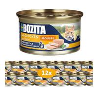 Bozita Mousse Poulet - 12 x 85 g de Nourriture Humide pour Chats en Mousse Fine avec Poulet - Formule sans céréales, sans Sucre ajouté - avec postbiotiques pour Soutenir Une Flore intestinale Saine