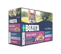 BOZITA Mousse Wild Mix 12 x 85 g - Nourriture Humide pour Chats Gourmet en Petites doses - avec postbiotiques pour Soutenir Une Flore intestinale Saine avec Renne, cerf et Sanglier - Aliment Complet