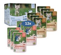 Bozita Nourriture Humide en Sauce avec Poisson et Viande - 12 sachets de 85 g de Nourriture sans céréales et sans blé pour Chats - Nourriture Humide pour Chats Adultes avec 8,5% de protéines et 4,5