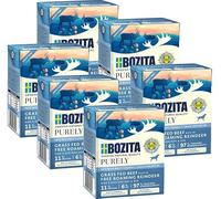 Bozita Purely Lot de 6 boîtes de 370 g de bœuf et de renne dans le Tetra | Nourriture humide pour chiens | Sans céréales | Très haute teneur en viande | Avec morceaux de viande | Sans sucre et sans