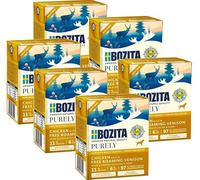 Bozita Purely Tetra Lot de 6 boîtes de 370 g de nourriture humide pour chiens au poulet et au cerf - Sans céréales - Très haute teneur en viande - Avec morceaux de viande - Sans sucre et sans