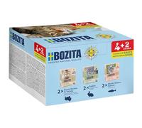Bozita Tetra Lot de 4 + 2 sachets de Nourriture Humide pour Chats 6 x 370 g - sans céréales, sans Sucre, sans colorants - 2 x Beaucoup de Poulet et de Dinde, de Lapin, de Saumon