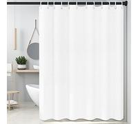 BOZKAA Rideau de douche, anti-moisissure, imperméable, 180 x 200 cm, lavable, antibactérien, en polyester, avec 12 anneaux de rideau de douche, blanc