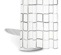 BOZKAA Rideau de douche imperméable, 180 x 200 cm, lavable, tissu à séchage rapide, en polyester, avec 12 anneaux de rideau de douche, blanc (boîte)