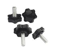 BOZONLI 5 pièces M10×16mm Vis à tête moletée, Bouton de serrage de fil Bouton en plastique noir Poignée en forme d'étoile sur le bouton de machine-outil