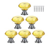 BOZONLI Bouton de Meuble Poignée Jaune Cristal Diament, Bouton de Porte Meuble Tiroir Placard avec Vis pour Accueil Bureau Coffre Armoire Tiroir (30mm,6pcs)