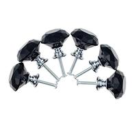 BOZONLI Bouton de Meuble Poignée Noir Cristal Diament, Bouton de Porte Meuble Tiroir Placard avec Vis pour Accueil Bureau Coffre Armoire Tiroir (30mm,6pcs)