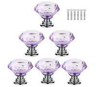 BOZONLI Bouton de Meuble Poignée Violet Cristal Diament, Bouton de Porte Meuble Tiroir Placard avec Vis pour Accueil Bureau Coffre Armoire Tiroir (30mm,6pcs)