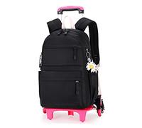 BOZONLI Sac a Dos Roulette Fille Cartable Scolaire à roulettes Enfant Sac à Dos Roulette Garçon Primaire Voyage Enfant, Noir