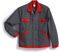 BP 1454-720-53-48/50, Veste de travail, Bande et poches dissimulées à boutons-pression 305,00 g/m², Coton renforcé gris foncé/rouge, 38/40