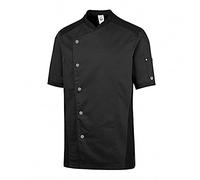 BP 1599-485-32-M Veste de chef à manches courtes pour homme, manches 1/2, inserts en piqué et système de levage des bras 215,00 g/m², mélange de tissus noir, M