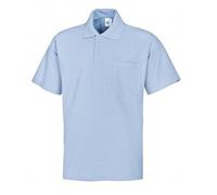 BP 1612-181-11-4XL, Polo unisexe, manches 1/2, col polo avec boutonnière, 70 cm 220,00 g/m², mélange de tissu bleu clair, 4XL