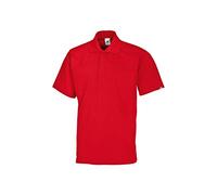 BP 1625-181-81-L Polo unisexe, manches 1/2, col polo avec bouton-pression dissimulé, 70 cm 220,00 g/m², mélange de tissus rouge, L