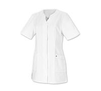 BP 1639-485-21/24n, Tunique femme, manches 1/2, col en V avec bande à boutons-pression dissimulée 215,00 g/m², mélange de tissu, Couleur blanc, Taille 24n