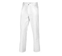 BP 1643-686-21-XLl Pantalon Unisexe en Jean avec élastique réglable à l'arrière, 230,00 g/m2, mélange de Tissu avec Stretch Blanc Taille XL