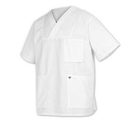 BP 1653-400-21-XLn Capuchon unisexe, 1/2 douille, col en V avec chevauchement et 1 bouton pression, 215,00 g/m2, mélange de tissu, blanc, XLn