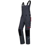 BP 1804-720-5681-50L Salopette stretch avec fixations à clips, coton renforcé 305 g/m², anthracite/rouge, 50 l