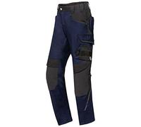 BP 1825-032-1432-37/38s Mélange de tissu avec pantalon de travail stretch pour hommes, taille plus haute dans le dos, 65% polyester/35% coton, bleu nuit/noir, 37/38S