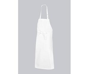 BP 1900-400-21-75/100 - Lot de 3 bavoirs longs (largeur 75 cm) 75 cm x longueur 100 cm - Tour de cou réglable avec boutons-pression - 1 poche latérale - 215 g/m² - Blanc 75/100
