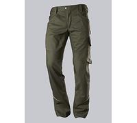 BP 1980-570-73 Pantalon de travail slim - Silhouette mince - Tissu extensible - Dos élastique - Coupe ergonomique - 65% polyester, 35% coton - Coupe courte - Taille : 56s - Couleur : olive
