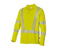 BP 2133-260-86-S Polo unisexe à manches longues col polo avec bande à bouton-pression dissimulée, mélange de tissu 185,00 g/m², jaune avertissement, S