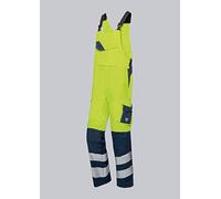 BP 2237-590-6614-43/44n Salopette pour homme, bretelles stretch avec attaches clip, 48,5% modacryl/34% coton/17% polyamide/0,5% fibres différentes, jaune avertissement/bleu nuit, taille 43/44 N
