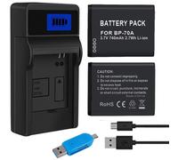 BP-70A Batterie de Remplacement (Pack de 2) et Chargeur pour Samsung DV150F ES65 ES67 ES70 ES80 MV800 PL20 PL80 PL120 PL170 PL200 SL605 SL630 ST65 ST95 ST66 ST76 ST80 ST90 ST100 ST6500 SL50