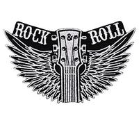 BP BRAUNERT PATCHES Rock N Roll Écusson en forme d'aile de guitare thermocollant ou à coudre 12,2 x 7,6 cm