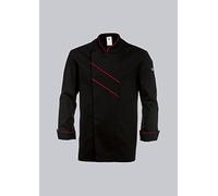 BP Gourmet 1538-400-3281 Veste de cuisinier à manches longues avec fentes d'aération Coupe normale Noir/rouge Taille 54