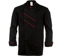 BP Gourmet 1538-400-3281 Veste de cuisinier à manches longues avec fentes d'aération Coupe normale Noir/rouge Taille 64