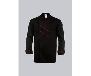 BP Gourmet 1538-400-3281 Veste de cuisinier à manches longues avec fentes d'aération Coupe normale Noir/rouge Taille 54
