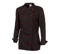 BP Gourmet 1542-400-32 Veste de cuisine pour femme - Manches longues - 65% polyester, 35% coton - Coupe normale - Taille : 48 - Couleur : noir