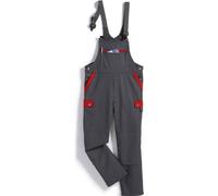 BP Profil 1844-720-53 Salopette - Bretelles stretch - Taille réglable - Poches pour genouillères - 65% polyester, 35% coton - Coupe normale - Taille : 64 - Couleur : gris foncé/rouge