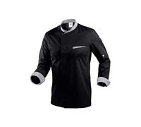 BP1593-435-32-3XL Veste de cuisinier pour homme à manches longues avec manchettes et col montant contrasté 180 g/m² Mélange de tissu, noir 3XL