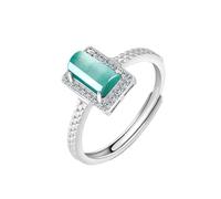 BPABDEITR Bague en jade naturel, Bague en argent S925 et jadéite bleue for femme, 15-21 mm