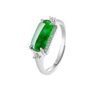 BPABDEITR Bague en jade naturel, Bague ovale en argent S925 et jade vert naturel for femme