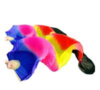 BPABDEITR Éventails de Danse Orientale, Lot de 1 Paire, Multicolores, Plusieurs Tailles, Imitation Soie et Bambou(Color9,240x90-ImitationSilk)