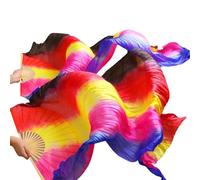 BPABDEITR Éventails de Danse Orientale, Lot de 1 Paire, Multicolores, Plusieurs Tailles, Imitation Soie et Bambou(Color16,150x90-ImitationSilk)