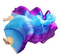 BPABDEITR Éventails de Danse Orientale, Lot de 1 Paire, Multicolores, Plusieurs Tailles, Imitation Soie et Bambou(Color2,180x90cm-Real Silk)