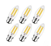 BPABDEITR Lot de 6 ampoules LED à filament bougie à baïonnette B22 6 W à intensité variable - Équivalent 60 W, multicolores, for lustres et appliques murales(Warm White)