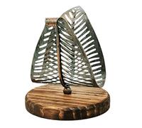 BPABDEITR Porte-serviettes en métal autoportant, orné d'un motif de feuilles ajourées multicolores.(Patina)