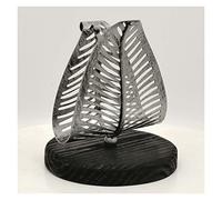 BPABDEITR Porte-serviettes en métal autoportant, orné d'un motif de feuilles ajourées multicolores.(Vintage Silver)