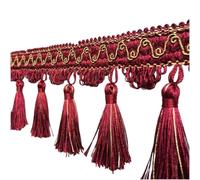 BPABDEITR Ruban À Pompons for Couture Et Bricolage, Multicolore, 10cm X 1m, En Polyester, Crochet(Rosso)
