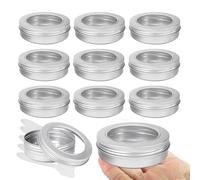 BPackGo Lot de 10 pots 100ml - bocaux en aluminium ronde argentée avec fenêtre couvercle pas-de-vis - boite aluminium cosmétique pour bougies, DIY, rangement, voyage - D83mm x H26mm