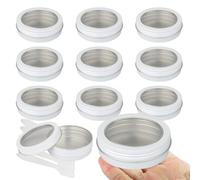 BPackGo Lot de 10 pots 100ml - bocaux en aluminium ronde blanc avec fenêtre couvercle pas-de-vis - boite aluminium cosmétique pour bougies, DIY, rangement, voyage - D83mm x H26mm
