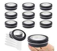 BPackGo Lot de 10 pots 100ml - bocaux en aluminium ronde noir avec fenêtre couvercle pas-de-vis - boite aluminium cosmétique pour bougies, DIY, rangement, voyage - D83mm x H26mm