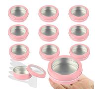 BPackGo Lot de 10 pots 100ml - bocaux en aluminium ronde rose avec fenêtre couvercle pas-de-vis - boite aluminium cosmétique pour bougies, DIY, rangement, voyage - D83mm x H26mm