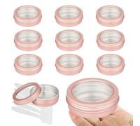 BPackGo Lot de 10 pots 100ml - bocaux en aluminium ronde rose mat avec fenêtre couvercle pas-de-vis - boite aluminium cosmétique pour bougies, DIY, rangement, voyage - D83mm x H26mm