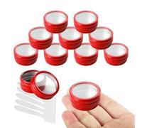 BPackGo Lot de 10 pots 10ml - bocaux en aluminium ronde orange avec fenêtre couvercle pas-de-vis - boite aluminium cosmétique pour bougies, DIY, rangement, voyage - D32mm x H18mm
