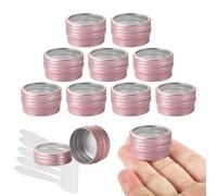BPackGo Lot de 10 pots 10ml - bocaux en aluminium ronde rose avec fenêtre couvercle pas-de-vis - boite aluminium cosmétique pour bougies, DIY, rangement, voyage - D32mm x H18mm